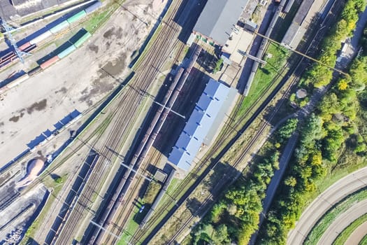 Top view of the city of Moscow, buildings and roads and other infrastructure of the city. Cityscape view from above.