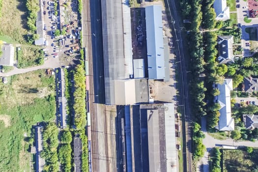 Top view of the city of Moscow, buildings and roads and other infrastructure of the city. Cityscape view from above.