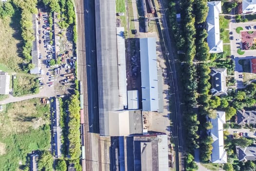 Top view of the city of Moscow, buildings and roads and other infrastructure of the city. Cityscape view from above.