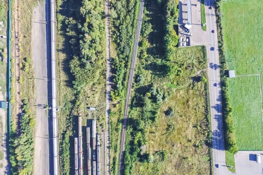 Top view of the city of Moscow, buildings and roads and other infrastructure of the city. Cityscape view from above.