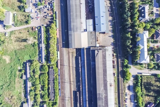 Top view of the city of Moscow, buildings and roads and other infrastructure of the city. Cityscape view from above.
