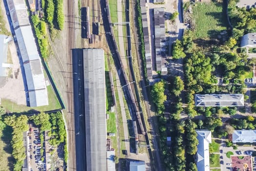 Top view of the city of Moscow, buildings and roads and other infrastructure of the city. Cityscape view from above.