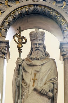 Saint Methodius, statue on the main altar in the Church of St. Maurus the Abbot in Bosiljevo, Croatia