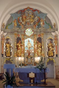 High altar in the parish church of the Assumption of the Virgin Mary in Brezovica, Croatia