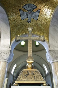 Cross and Holy Spirit, main altar in Saint Blaise church in Zagreb, Croatia