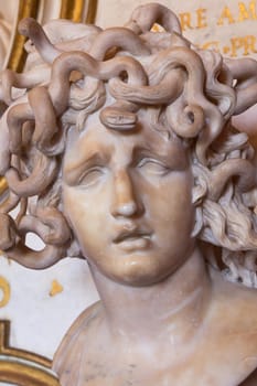 Rome, Italy - 20 August 2023: Capitoline museum, bust of Medusa by Gian Lorenzo Bernini, 1648 - marble
