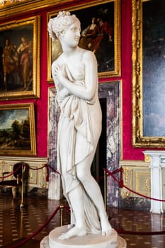 Florence, Italy - 28 December 2023: Palazzo Pitti Museum, Venus statue by scultor Antonio Canova. White marble, classic female beauty