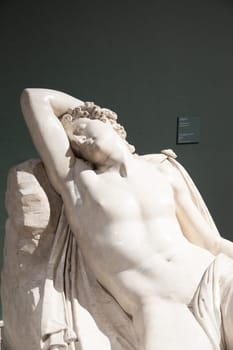 Bassano del Grappa, Italy - 22 December 2022: Sleeping Endymion, by scultor Antonio Canova, 1822 - Plaster