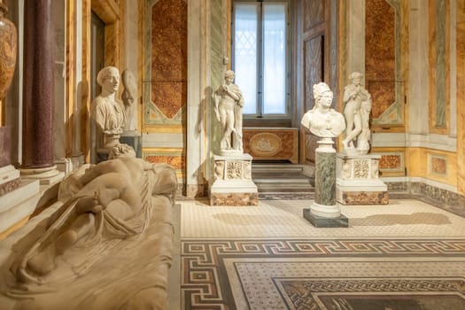 Rome, Italy - 28 December 2023: Galleria Borghese - Borghese Gallery - ancient art museum interior, nobody