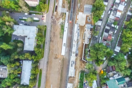 Top view of the city of Moscow, buildings and roads and other infrastructure of the city. Cityscape view from above.