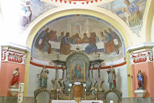 Main altar in the church of Saint Barbara in the Bedekovcina, Croatia