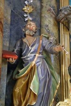Saint Peter, statue on the main altar in Saint George parish church in Gornja Stubica, Croatia