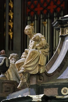 Statue on the pulpit in the Cathedral of the Assumption of the Virgin Mary in Zagreb, Croatia