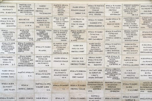 Votive tablets in Basilica Assumption of the Virgin Mary in Marija Bistrica, Croatia