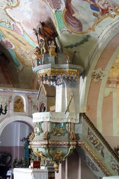 Pulpit in Church of the Three Kings in Komin, Croatia