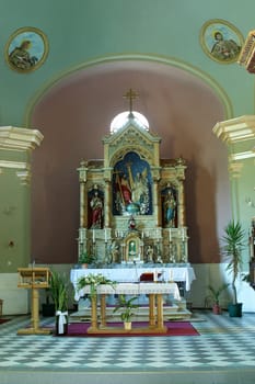 Main altar in the church of the Holy Trinity in Krapinske Toplice, Croatia