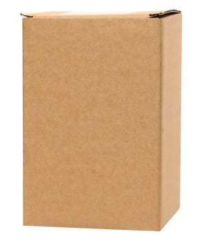 Rectangular  corrugated cardboard box on isolated background, close up