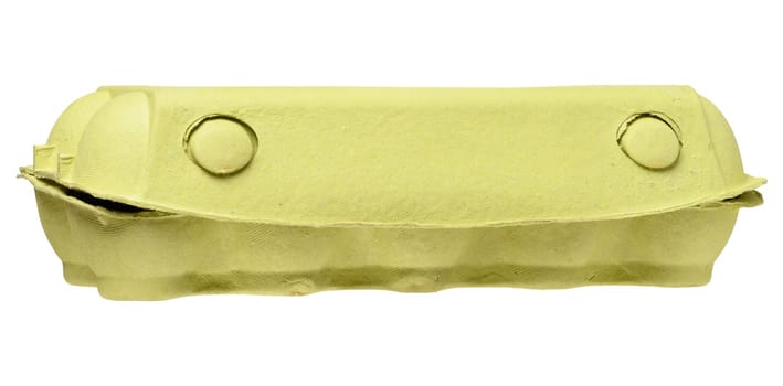 Closed green cardboard egg box on isolated background