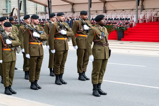 National Day Luxembourg, celebration of the Grand Duke´s birthday, military parade with luxembourgish army, police, fire department, rescue service and armed forced, Luxembourg city, 23.06.2024