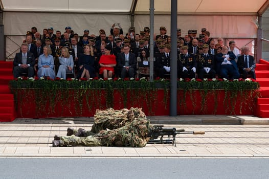 National Day Luxembourg, celebration of the Grand Duke´s birthday, military parade with luxembourgish army, police, fire department, rescue service and armed forced, Luxembourg city, 23.06.2024