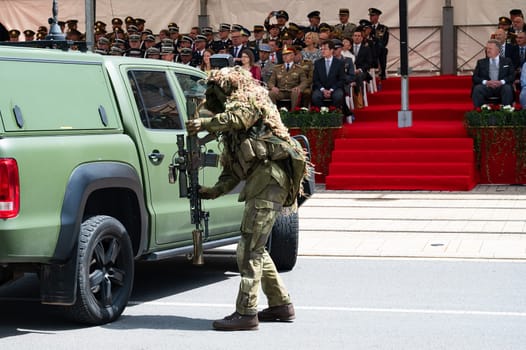 National Day Luxembourg, celebration of the Grand Duke´s birthday, military parade with luxembourgish army, police, fire department, rescue service and armed forced, Luxembourg city, 23.06.2024
