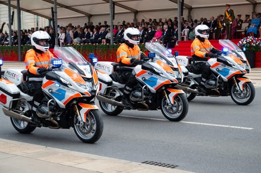 National Day Luxembourg, celebration of the Grand Duke´s birthday, military parade with luxembourgish army, police, fire department, rescue service and armed forced, Luxembourg city, 23.06.2024