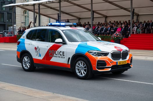 National Day Luxembourg, celebration of the Grand Duke´s birthday, military parade with luxembourgish army, police, fire department, rescue service and armed forced, Luxembourg city, 23.06.2024