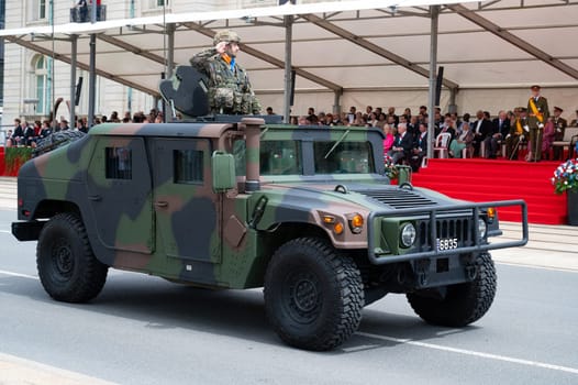 National Day Luxembourg, celebration of the Grand Duke´s birthday, military parade with luxembourgish army, police, fire department, rescue service and armed forced, Luxembourg city, 23.06.2024