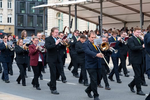 National Day Luxembourg, celebration of the Grand Duke´s birthday, military parade with luxembourgish army, police, fire department, rescue service and armed forced, Luxembourg city, 23.06.2024