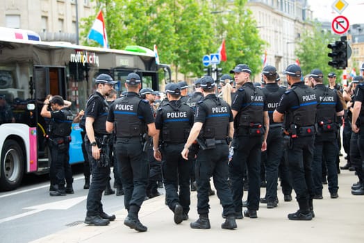 National Day Luxembourg, celebration of the Grand Duke´s birthday, military parade with luxembourgish army, police, fire department, rescue service and armed forced, Luxembourg city, 23.06.2024