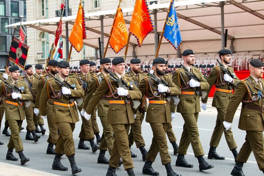 National Day Luxembourg, celebration of the Grand Duke´s birthday, military parade with luxembourgish army, police, fire department, rescue service and armed forced, Luxembourg city, 23.06.2024