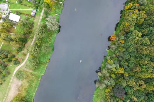 Moscow river, view from above on the suburb of Moscow.