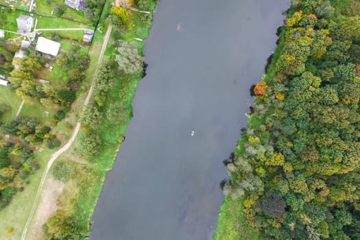 Moscow river, view from above on the suburb of Moscow.