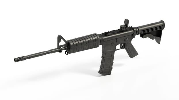 Automatic assault rifle isolated on white background. 3D illustration.