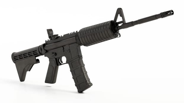 Automatic assault rifle isolated on white background. 3D illustration.