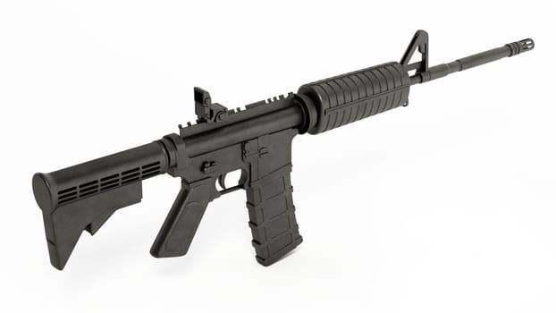 Automatic assault rifle isolated on white background. 3D illustration.