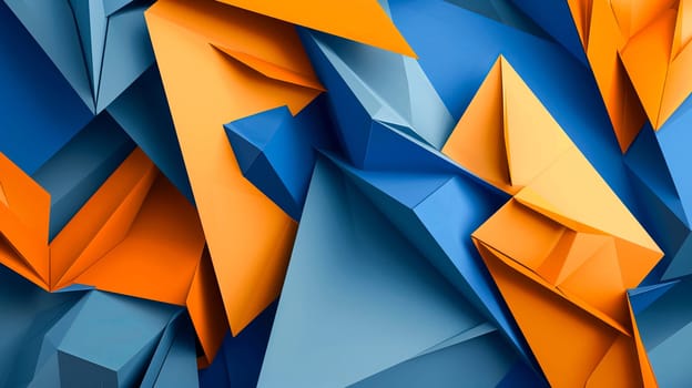 abstract background  blue  orange triangles dynamic  modern composition