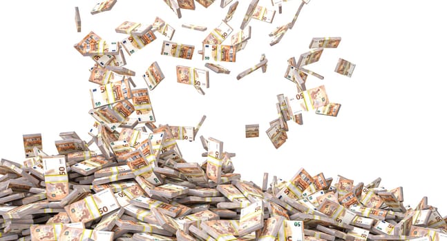 3d illustration  50 euro bills scattered isolate  background financial concepts