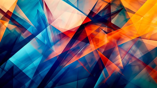 Abstract background with dynamic shapes triangles  orange  blue