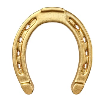 Golden horseshoe  white background, symbolizing good fortune  prosperity 3d