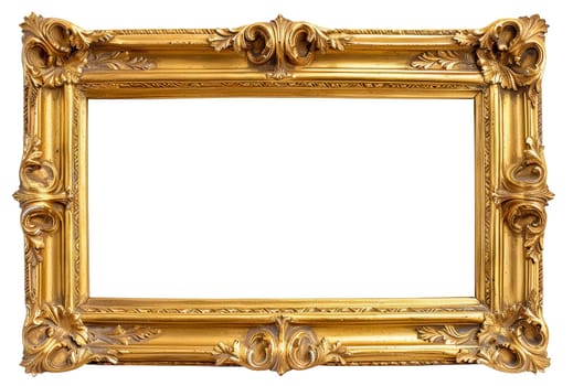 Elegant gold frame  intricate baroque details isolated a transparent backdrop