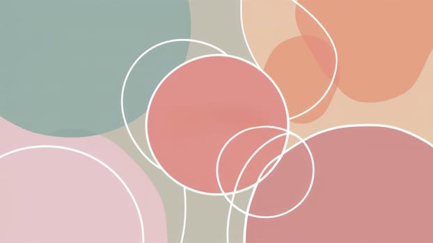 Abstract geometric art with overlapping pastel circles and soft lines, creating a calming and modern design.abstract background