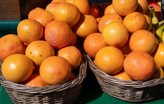 delicious organic oranges on the market place