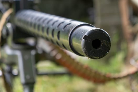 a close up of WW2 30 caliber machine gun