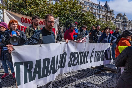 Porto, Portugal: May 1, 2024: Celebration and Protest of the May 1in Portugal, Labour Day, in Porto, Portugal