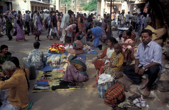 people in a Market street in the city of Madurai in the Province Tamil Nadu in India.  India, Madurai, April, 1998