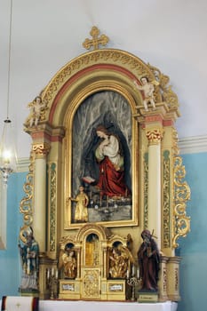 Main altar in the Parish Church of Saint Mary Magdalene in Prilisce, Croatia