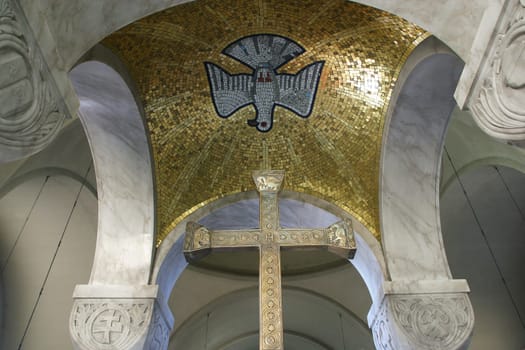 Cross and Holy Spirit, main altar in Saint Blaise church in Zagreb, Croatia