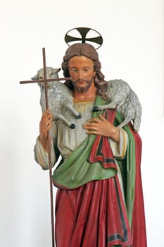 Good Shepherd statue in the Good Shepherd Parish Church in Brestje, Croatia