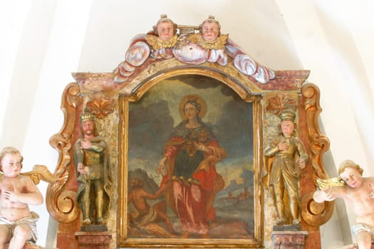 Saint Elizabeth of Hungary, altar of the Holy Ttinity in the Church of the Visitation of the Virgin Mary in Vinagora, Croatia